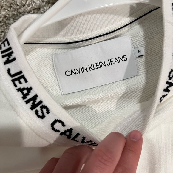 Calvin Klein White Institutional Logo Crewneck Sweatshirt Size S - Picture 7 of 7